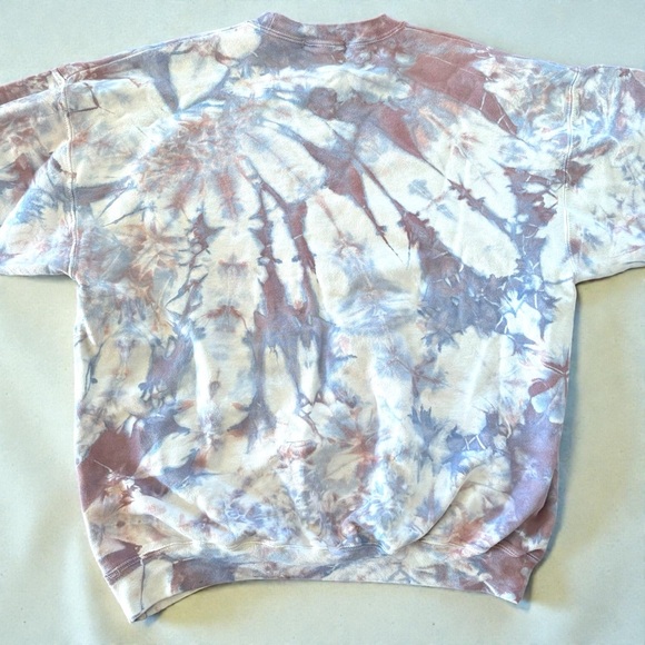 Anna Joyce Hand Dyed Tie Dye Crewneck Sweatshirt Size L Unisex Pastel Purples - Picture 2 of 10